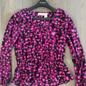 DKNY Jeans , pink and purple blouse with a gathered waist.  Size small